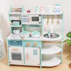 北欧スタイルの模擬キッチンままごとガスストーブカラフルなキッチン用品食器カット楽しい模擬木のおもちゃ