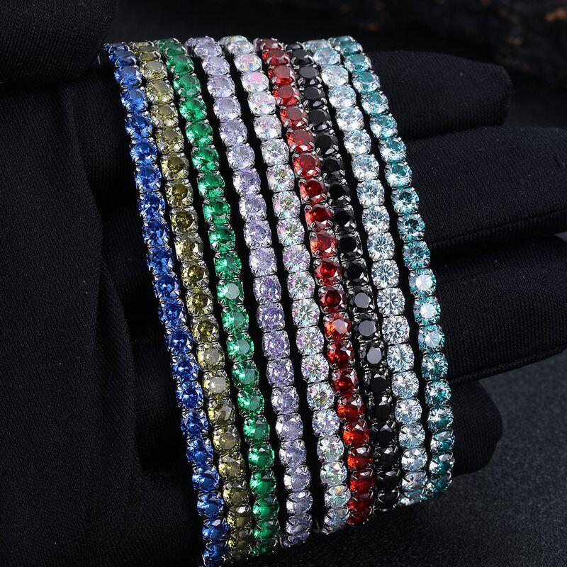 Cross-Border Light Luxury Full Diamond Non-Fading Stainless Steel Elastic Bracelet Inlaid with 3A Zircon High-End Jewelry Tennis Bracelet