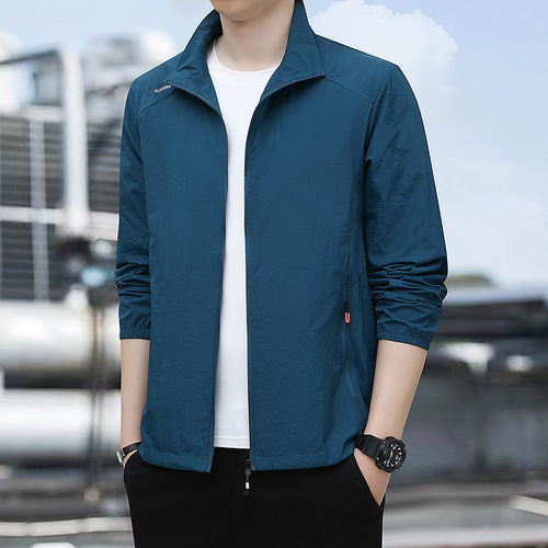 Summer thin clothing summer thin ice silk jacket plus size casual outdoor sun protection top men's casual jacket