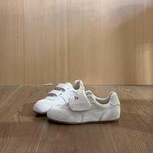 软皮版德训鞋女2025秋新款百搭圆头复古休闲运动鞋魔术贴浅口单鞋