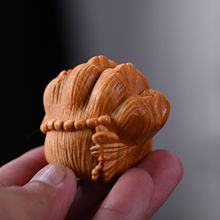 崖柏实木雕刻可爱小猫爪创意家居纳福摆件鱼和熊掌掌中宝手把件男