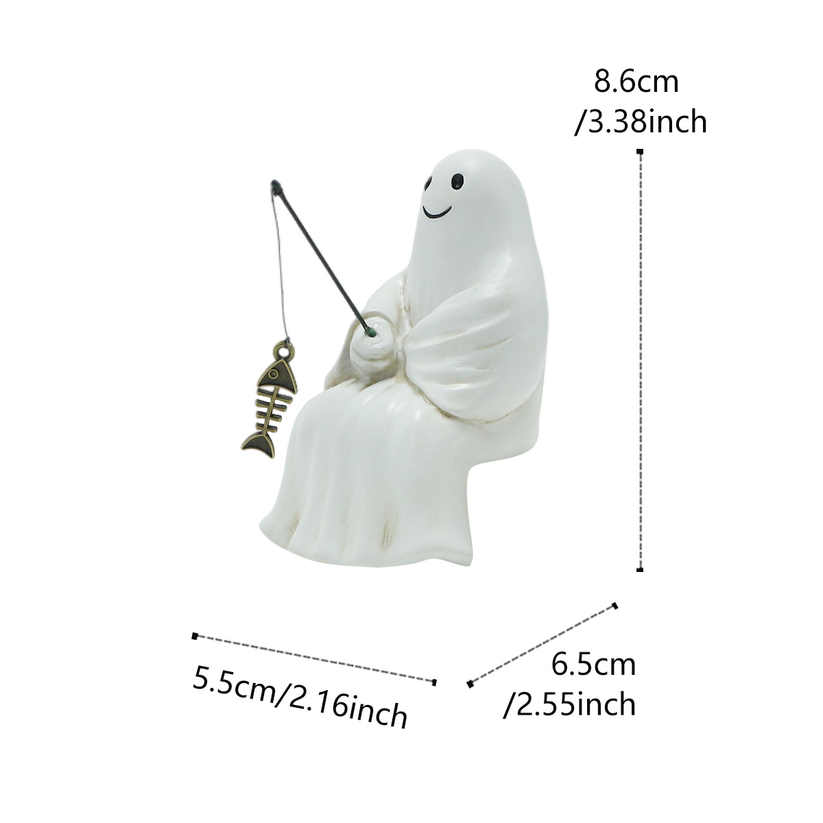 Halloween Resin Little Ghost Fishing Ornaments Ghost Festival Park Home Desktop Creative Skull Fishing Ornaments 
