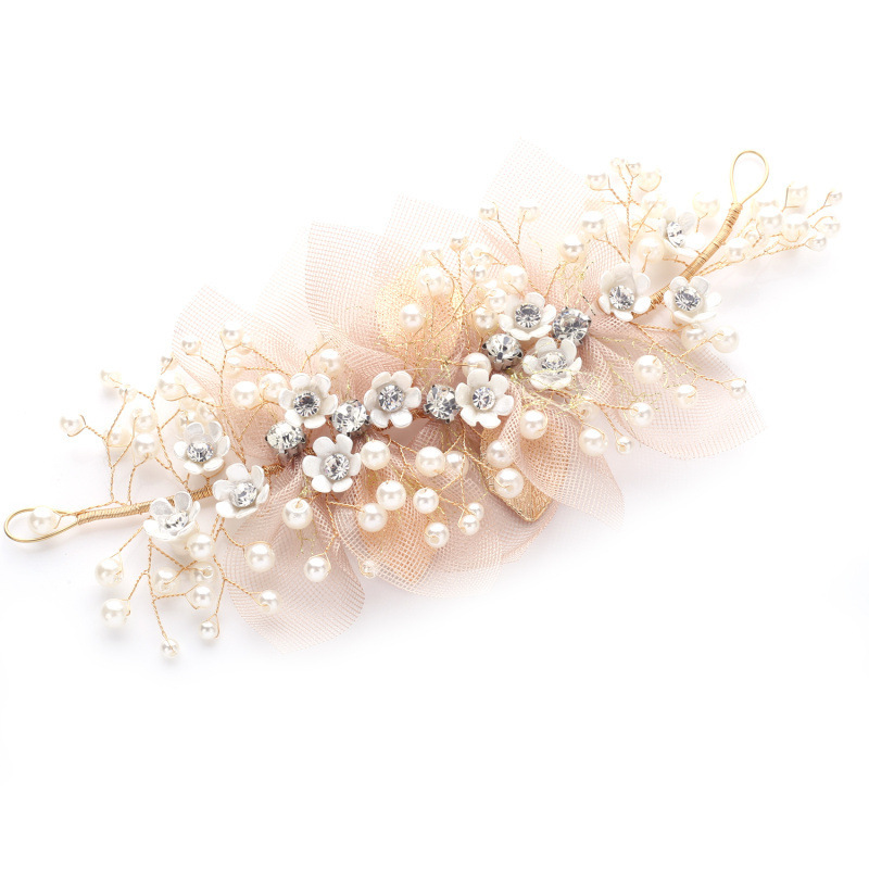 Princess Style Kid'S Princess Flower Alloy Cloth Pearl Lace Hair Band