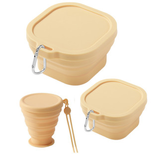 Outdoor portable travel silicone folding bowl retractable silicone cup silicone folding bowl travel suit can be matched at will