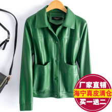 绵羊皮小皮衣女短款2025新款春秋海宁真皮显瘦机车皮夹克大码外套