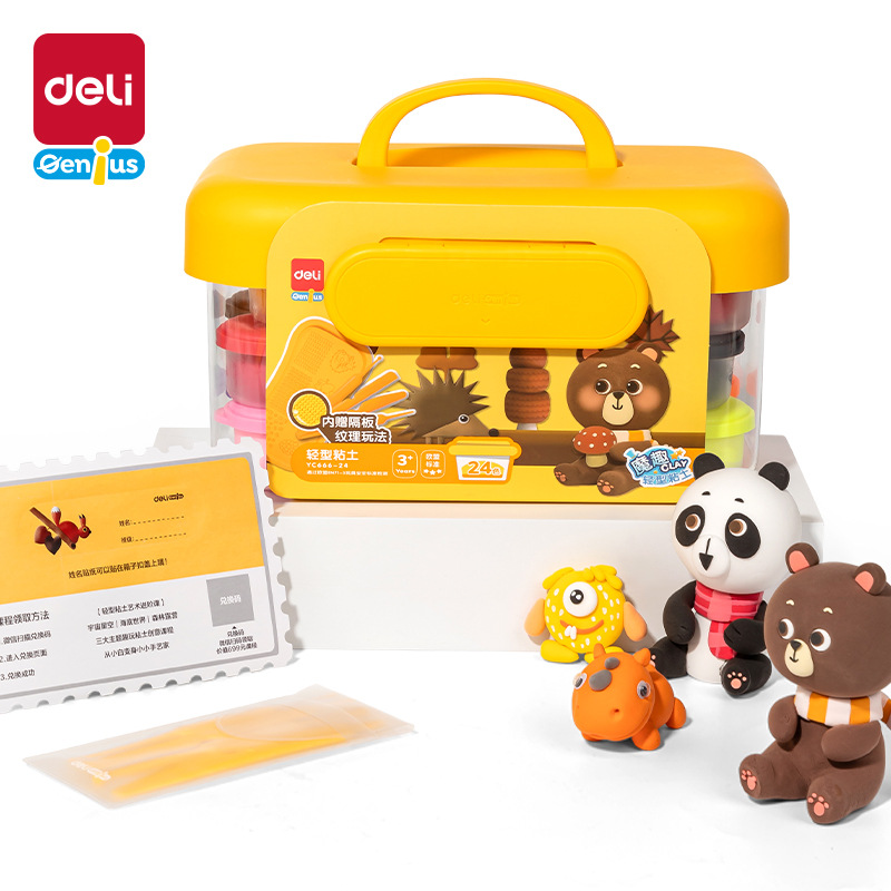 Déli ultra ligero conjunto de arcilla de moda creativa para estudiantes y niños hechos a mano no se desvanecen no pegajosos caja de herramientas de goma