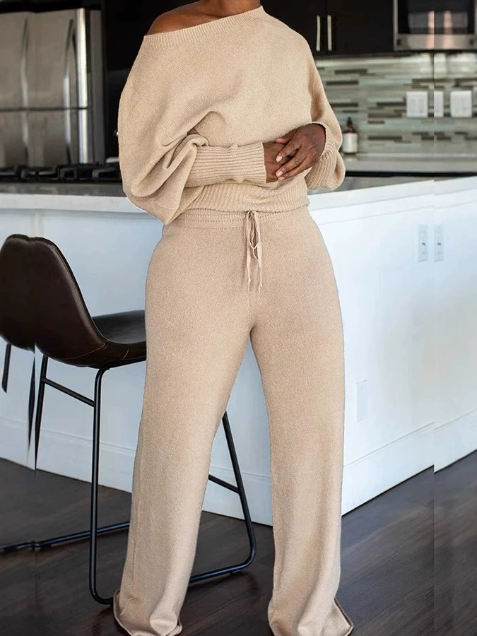 В наличии осенне-зимняя новая женская одежда, трансграничная независимая станция Amazon, трансграничная европейская и американская модная экспертная вязаная кофта, женский комплект