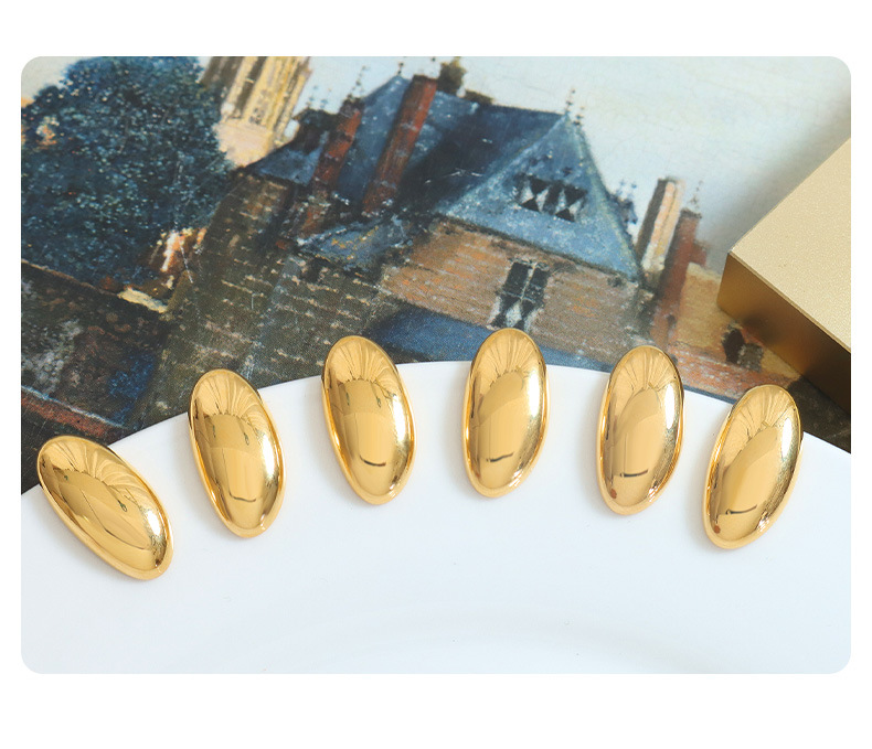 Ear Studs Classification Daily Occasion Simple Style Oval 304 Stainless Steel 18K Gold Plated Ear Studs