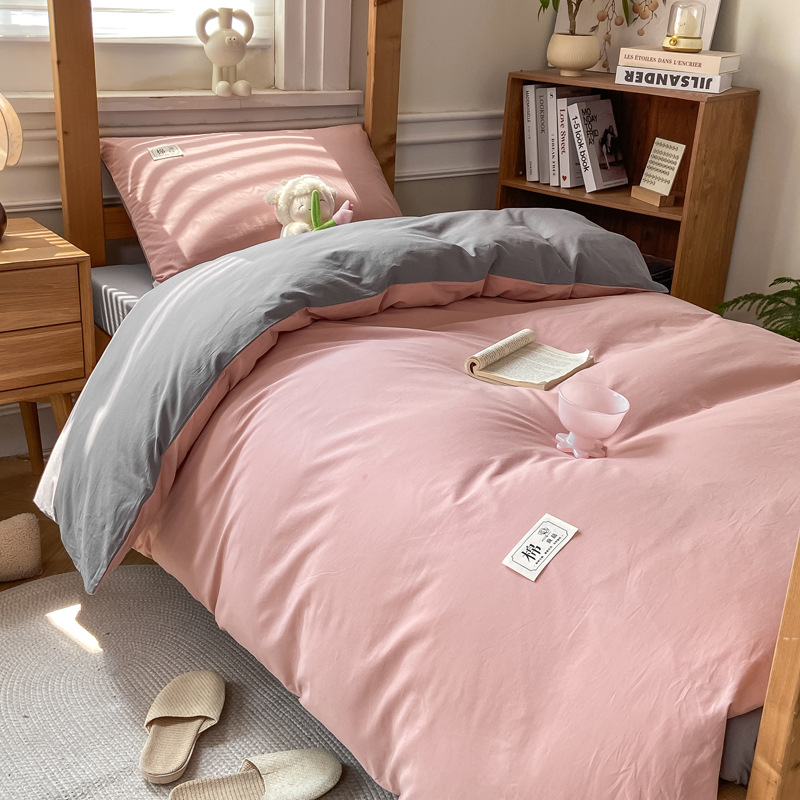 2025 nueva cama de dormitorio de algodón de tres piezas, cama de dormitorio de algodón para estudiantes, funda de edredón individual, funda de cama, funda de edredón