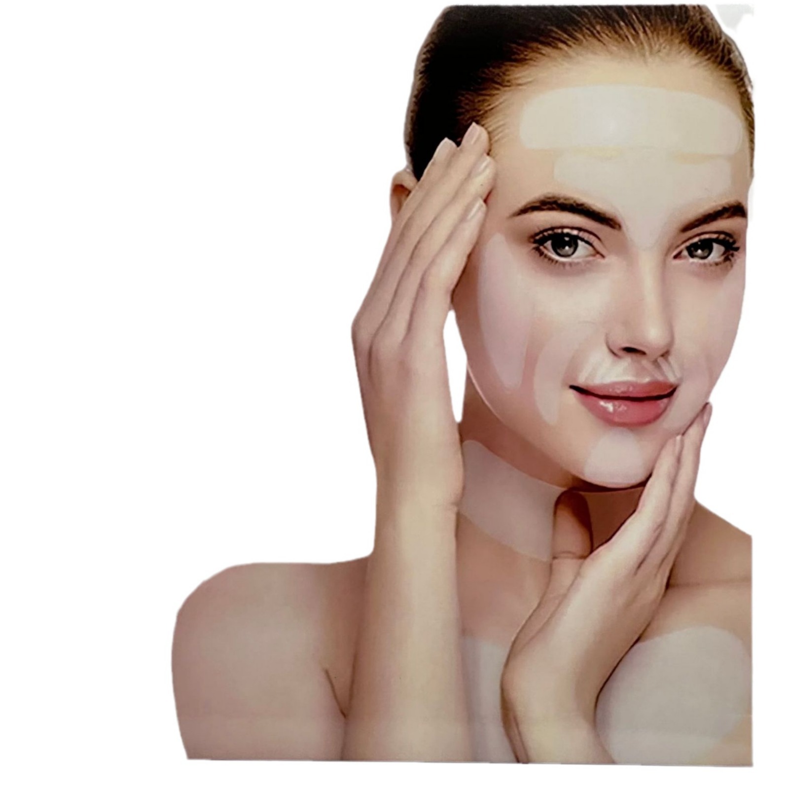 Pegatinas de frente antiarrugas de silicona de fábrica Pegatinas de cara de 11 piezas con embalaje de caja de color Pegatinas de cuello Pegatinas de barbilla Levantamiento y apriete