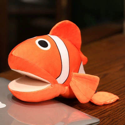 Cross-Border Cartoon Clownfish Plush: Oyuncaq yastıqlar - clown-fish-hand-puppet-25cm-006-25cm-120g