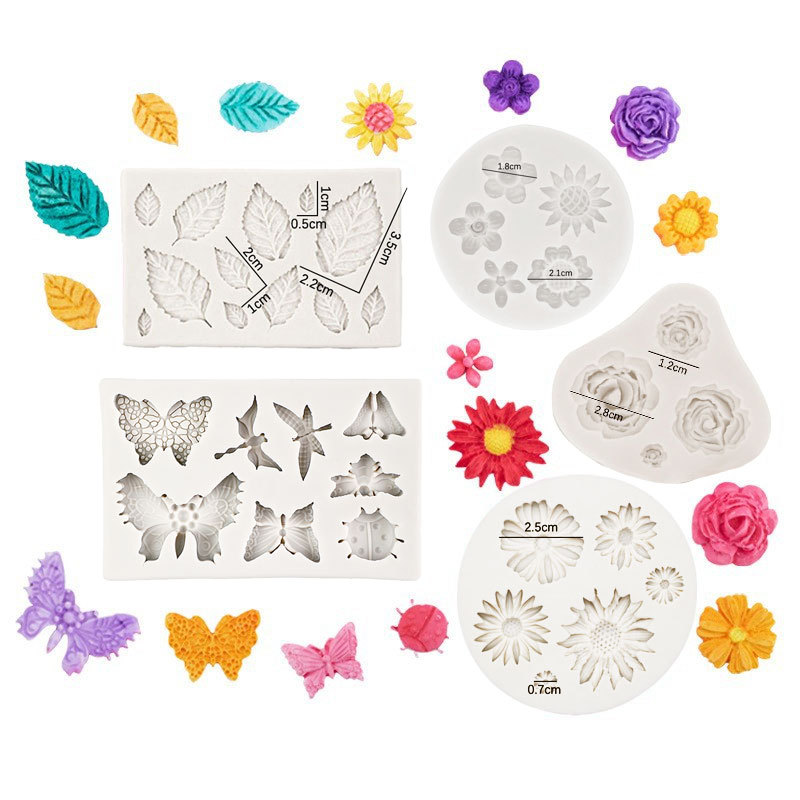 Flor de mariposa hojas silicona molde creativo fondant pastel chocolate postre hornear decoración Accesorios