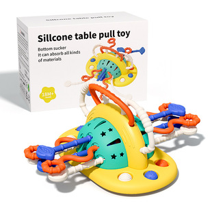 Cross-border new dinner plate Lala baby toy silicone drawstring baby entrance soothing toy with suction cup