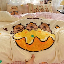 ins公主风毛巾绣水洗棉四件套可爱被套床笠大学生宿舍床单三件套