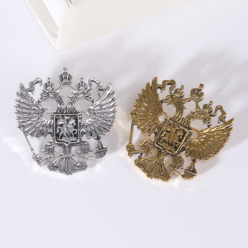 Double-headed Eagle Brooch For Men, Ancient Style Crown Lapel Pin_voghion.com
