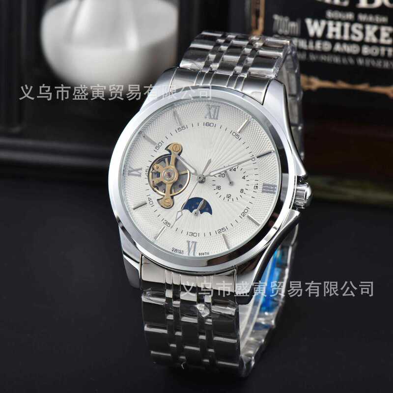 New Hot-Selling E-Commerce Foreign Trade Men's Watch European Fully Automatic Mechanical Tourbillon Moon Phase Stainless Steel