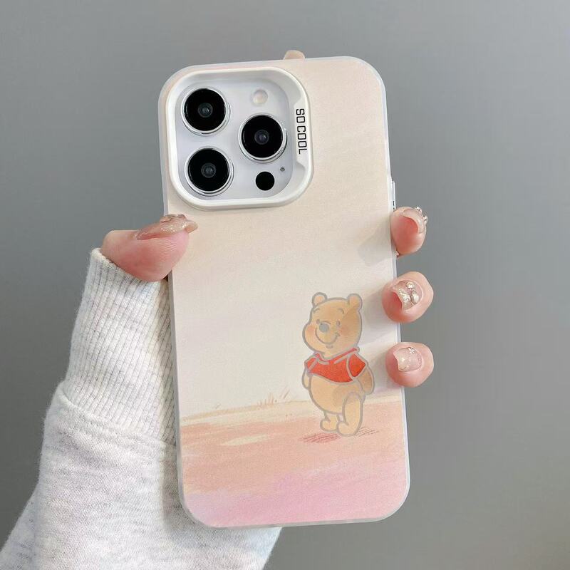 Winnie the Pooh Is Suitable for Apple 17 Phone Cases, iPhone 16 Pro Max, 15 Pro/14/13/12, Cute Colorful Silver