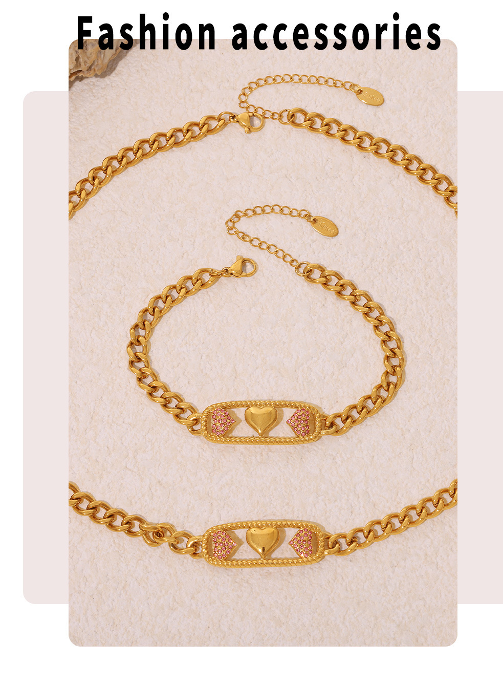Set Collana E Bracciale Donna In Acciaio Titanio Stelle Lune_voghion.com