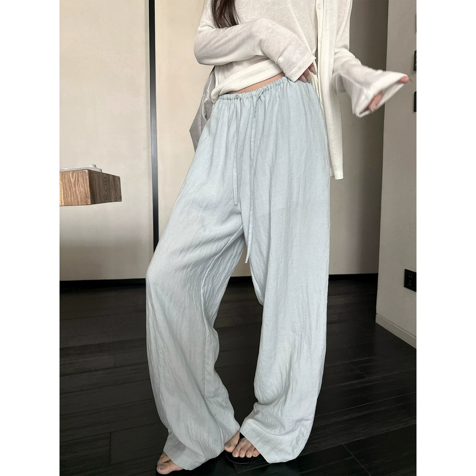 超柔冰感山本裤女夏季冰丝亚麻阔腿裤冰感薄款高腰垂感显瘦直筒裤