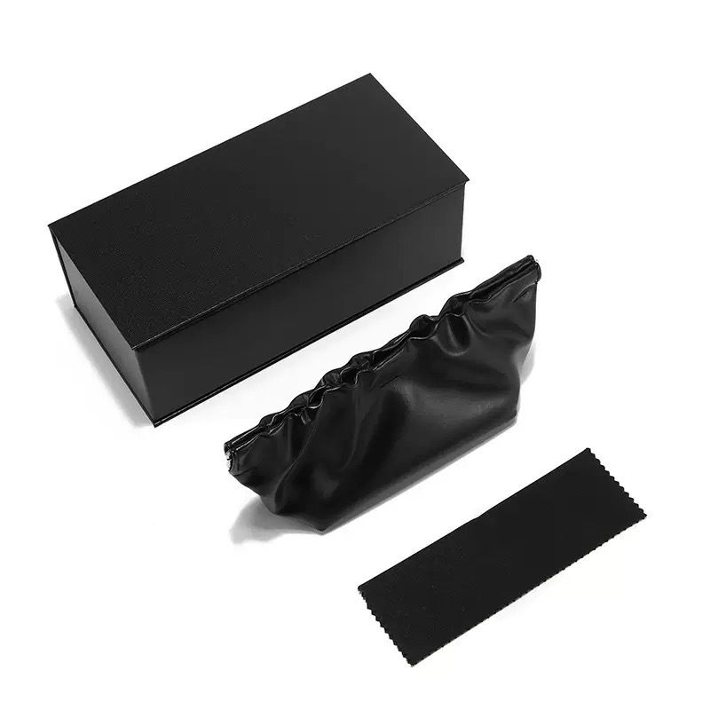 Caja de gafas de sol de moda alta calidad caja de hebilla de cuero caja de moda de alta gama personalidad caja de hierro bolsa de espejo tela