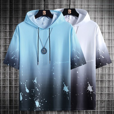 Ice Silk Short-Sleeve T-Shirt for Men, 2026 Summer New Style, Hooded Men's Half-Sleeve Tee, Super Popular on Instagram, Base Layer Top