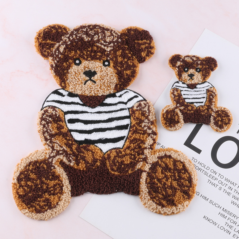 Duo Cool Computer Embroidered Label Towel Embroidered Bear Patch Sticker Parent-Child Clothing Accessories Badge Cloth Label Embroidered Cloth Sticker