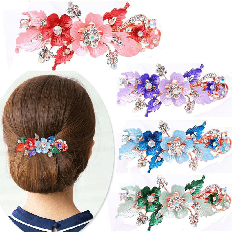 Vintage Court-Style Lacquered Hairpin, Exquisite Women's Oil-Drip Spring Clip Hairpin, Cross-Border Hot-Selling Alloy Hairpin