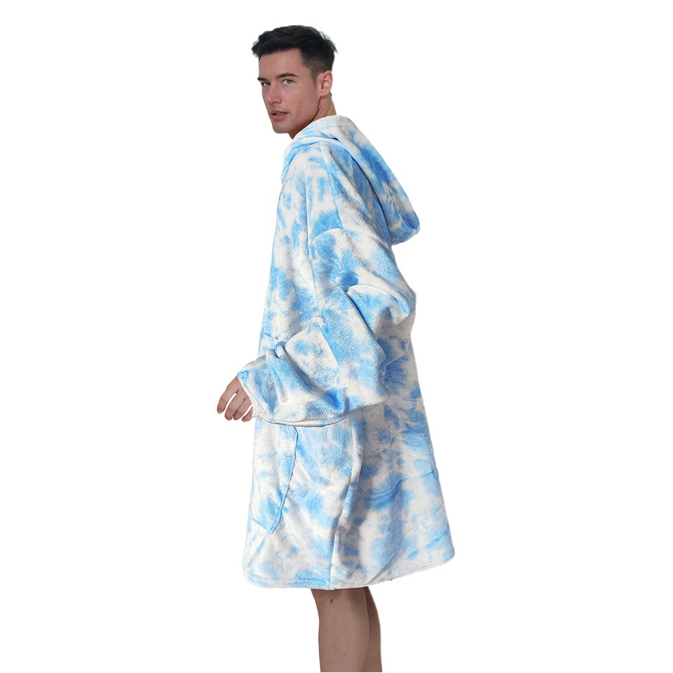 Transfronterizo Amazon tie-dyed impreso perezoso Sudadera con capucha al aire libre usable camisón casual Toalla de baño Albornoz