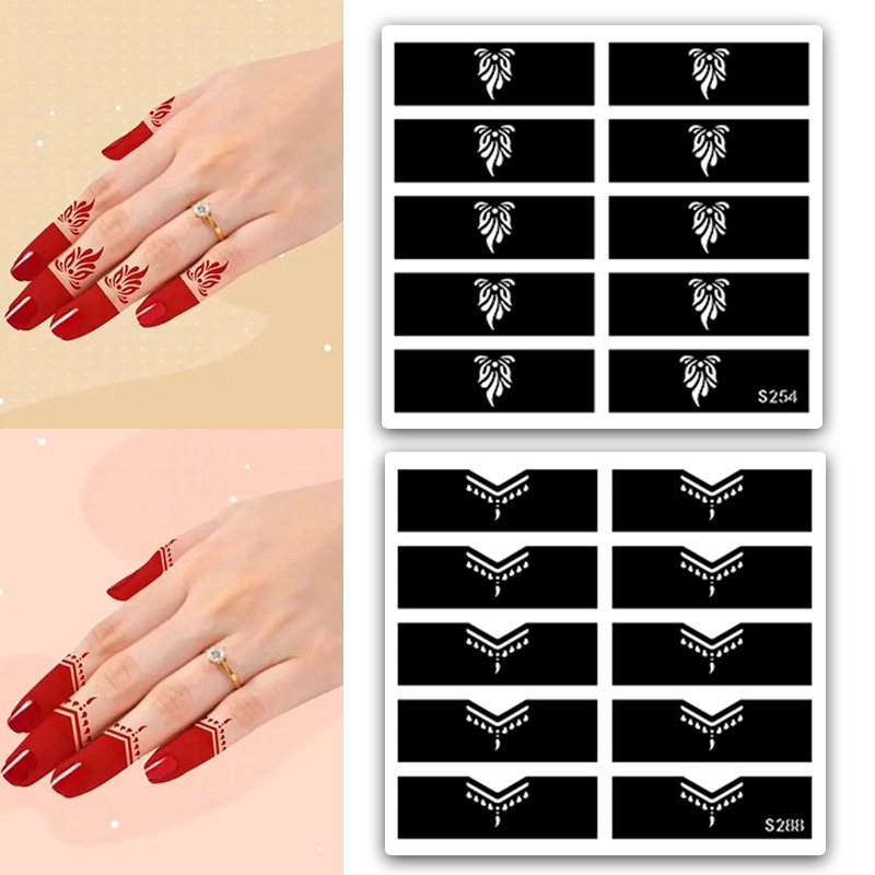 Cross-Border Semi-Permanent Cut Out Tattoo Template Henna Body Painting Finger Dipped Henna DIY Tattoo Sticker