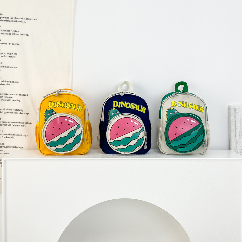 Mochila coreana de letras extranjeras para niños y niñas, mochila de dibujos animados, fruta, sandía, mochila de bebés, nueva mochila de niños de comercio exterior