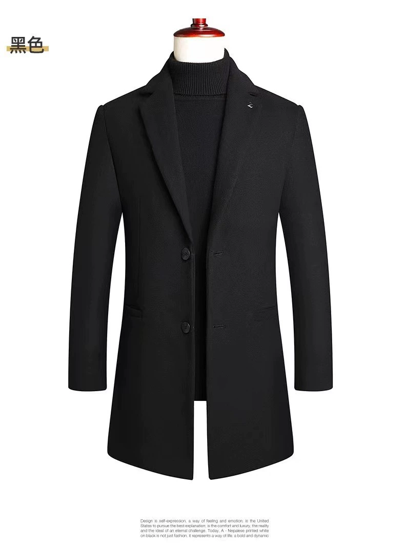 Шерстяное шерстяное пальто, Мужское пальто средней длины, Осень-зима, новый утолщенный мужской повседневный Тренч, шерстяное пальто, осень 2022