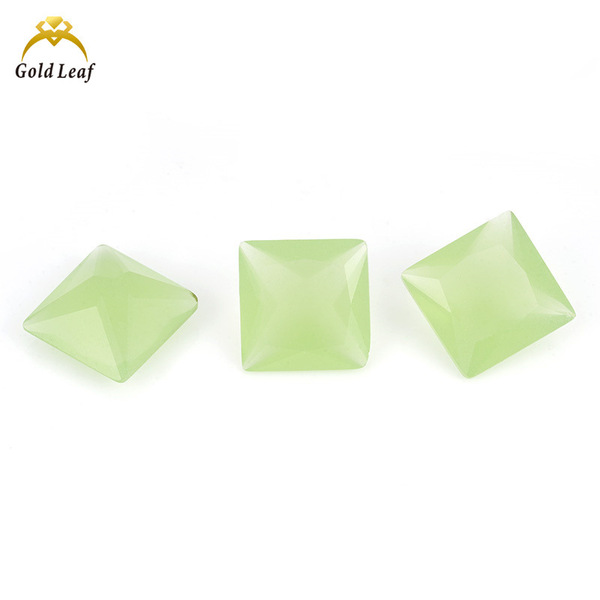 Olive Green Square Glass Loose Stone Princess Cut Green Ring Earrings with Stones Jewelry Accessories DIY