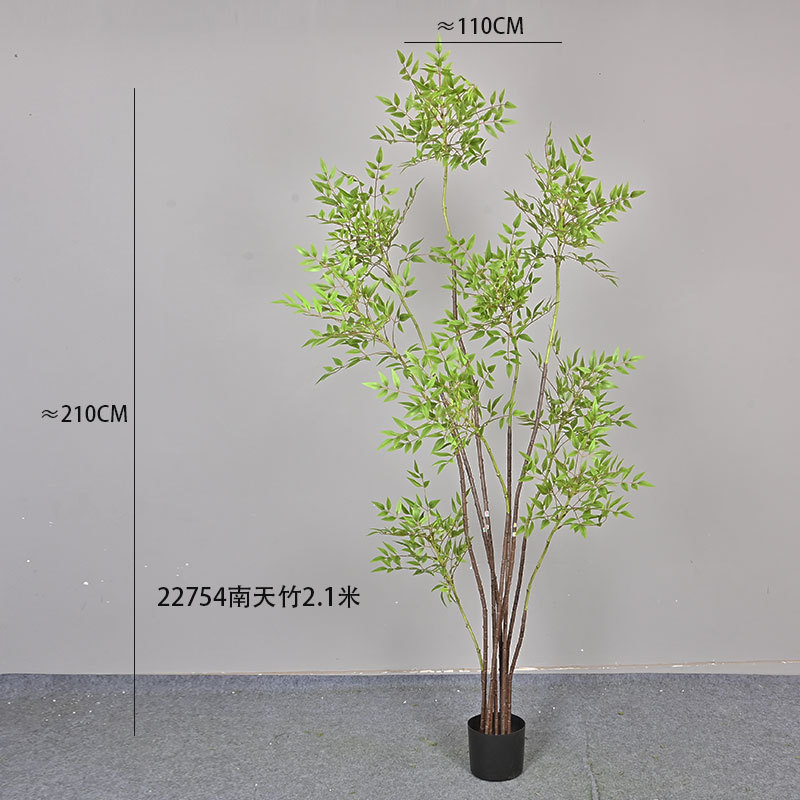 偽の緑の植物、模擬南天竹、屋内鉢植えのトップ10の功績、大型床置き装飾品、リビングルームの軽い豪華なバイオニック植物|undefined