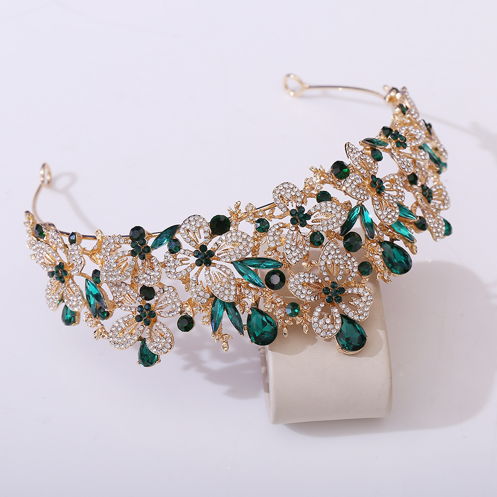 357g Weight Crown Hair Accessories Type 1 Piece Quantity Wedding, Birthday, Festival Occasion Alloy Material Leaves Pattern All Seasons Season Women's Gender Diamond Design Simple Style, Shiny Style Simple Style Shiny Women's Leaves Alloy Diamond Crown 21