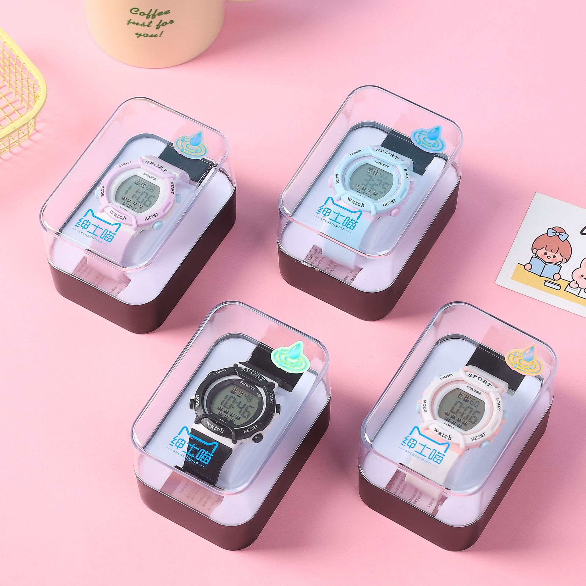 Electronic Watch New Internet Celebrity Student Watch Boys and Girls Transparent Plastic Box Packaging Watch Electronic Watch Timing