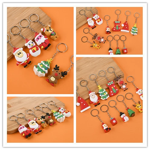 Новый ПВХ мягкая резина трехмерный брелок кулон Рождественский брелок старик Снеговик Лось трехмерная Кукла Оптом