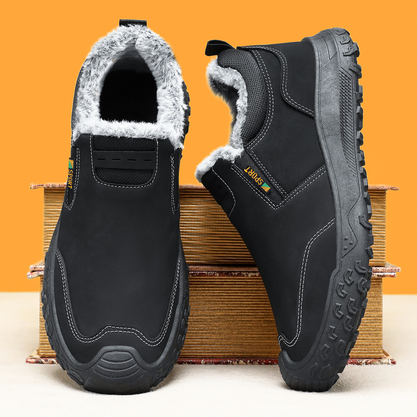 Zapatos de algodón transfronterizos para hombres botas de nieve casuales de lana gruesa botas de herramienta de bloqueo calentamiento de algodón calentamiento zapatos de invierno para hombres