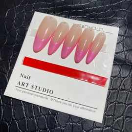 原创新款纯手工穿戴甲粉色魔镜粉大法式跨境专供源头工厂直发