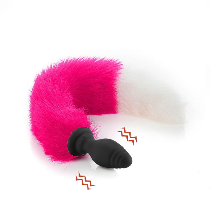 Sexy reemplazable Fox cola de silicona vibración anal plug back corte masturbación SM suministros para adultos entrega al por mayor
