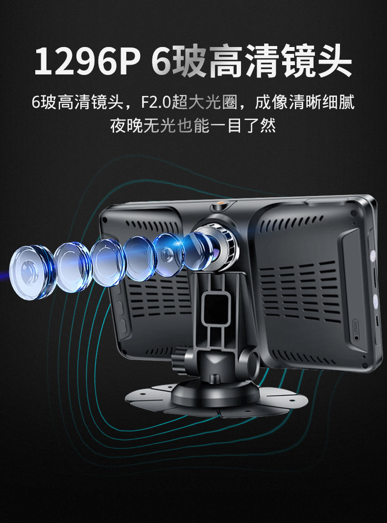 Large truck dashcam AHD high-definition night vision front and rear dual recording reversing image display 12V24 camera