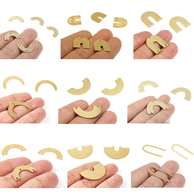 Brass Jewelry Accessories with Holes Geometric U-Shaped Horseshoe Oval Piece DIY Fashion Earrings Necklace Bracelet Pendant