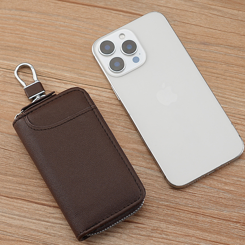 New Men's Key Bag, High-Quality, High-End, Large-Capacity Key Bag, Zippered, Multi-Functional Car Key Storage Pouch