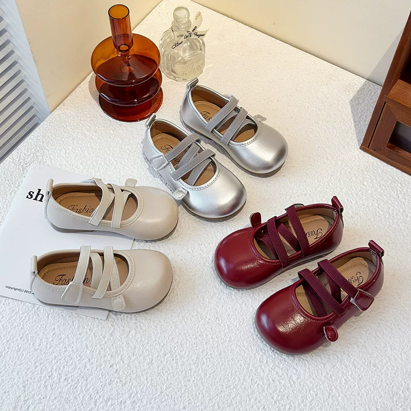 Children's demi-season shoes for leather shoes for princess for leisure, Korean style, soft sole