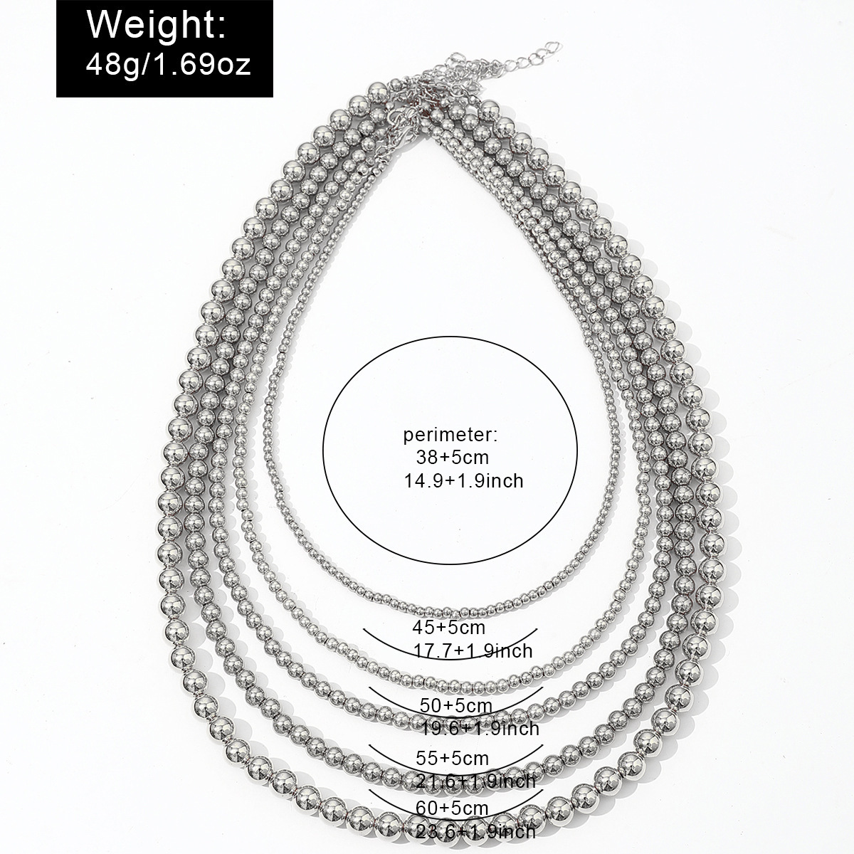 Collier ras-de-cou à perles rondes multicouches, style rétro simple, européen et américain, pour femme._voghion.com