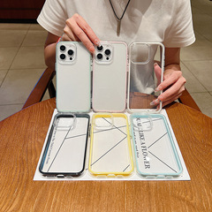 iPhone16に適したボーダーツーインワン携帯電話ケース透明Apple 15promax落下防止透明保護ケース13