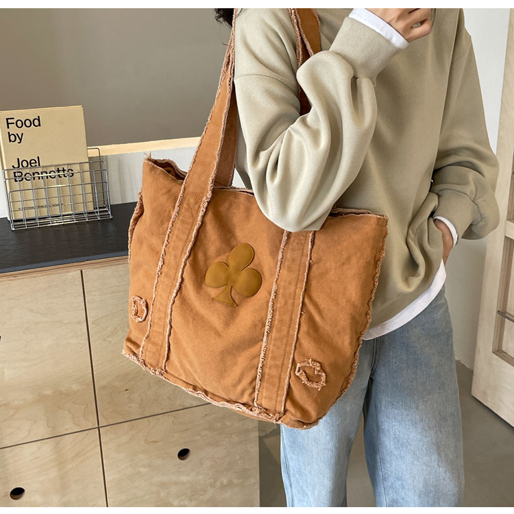 577g Weight Polyester Lining Material Sewing Thread Fashion Element Open Closure Type Double Handle Strap Type Tote Bag Bags Type Daily, Street, Shopping Occasion Canvas Material Solid Color Pattern All Seasons Season Women's Gender Streetwear Style Square Shape Large Size Women's Large Canvas Solid Color Streetwear Sewing Thread Square Open Tote Bag 2