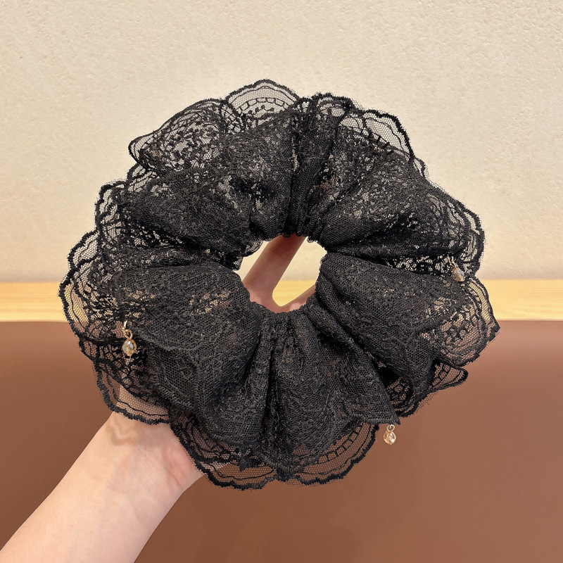 Primavera nueva corbata de pelo de intestino grueso para niños accesorios para el cabello de encaje dulce niña cabeza de bebé flor cuerda para la cabeza tocado de cuerda para el cabello japonés