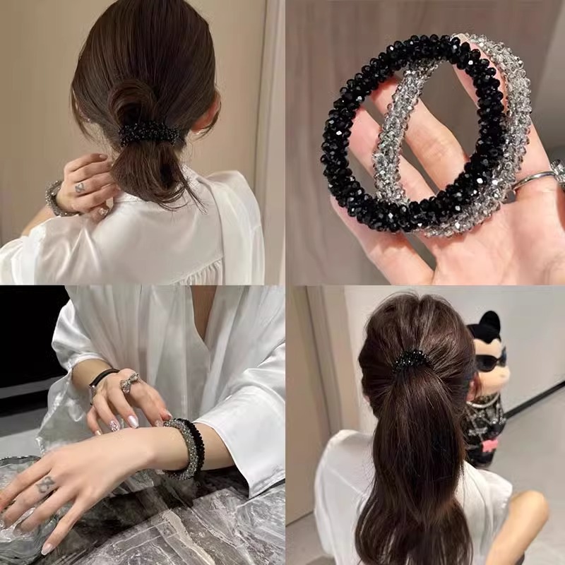 Sensación de alto nivel Versión coreana de diamante flash anillo para el cabello cuerda para la cabeza mujer 2024 nuevo estilo cola de caballo alta corbata fija banda de goma para el cabello accesorios para el cabello