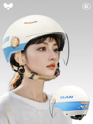 Electric Vehicle Helmet Men's and: Motosiklet kaskı (dəbilqə) - 3c-jieyu-blue-hd-short-lens-class-a-new-national-standard-one-size-fits-all