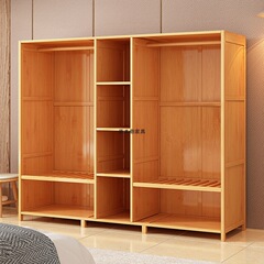ワードローブ寝室ホームシンプルな組み立て洋服ラック耐久性のある防塵非無垢材マルチグリッド寮レンタルルーム収納キャビネット